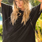 HBT7653 Dyed Fabric Round Neck Batwing Short Sleeve Women’s Shirts