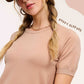 Soft Short Puffy Sleeve Basic Stretchy Knit Top MCS3600