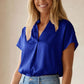 Drop Shoulder Blouse In Crinkle Satin