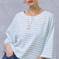 HDT7723-Striped Semi Crop Top women’s shirt with 3/4 Bell Sleeves