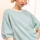 Shits Women’s Loose Fit Striped Short Sleeve Crew Neckline Top MCT7688