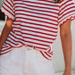 Shirts Women’s LDC Spring Scalloped Trim Round Neck Stripe T Shirt P219 P319