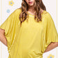 HBT7653 Dyed Fabric Round Neck Batwing Short Sleeve Women’s Shirts