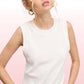 Shirts Women’s-Stretchy Basic Ribbed Sleeveless Crew Neck Tank Top HUT7340