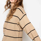 Outerwear Loose Fit Stripe Long Sleeve Crewneck Sweater HCS3553
