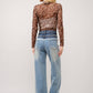Shirts Women’s  Boots Stitch Throughout Mesh Mock Neck Fitted Top 36349T