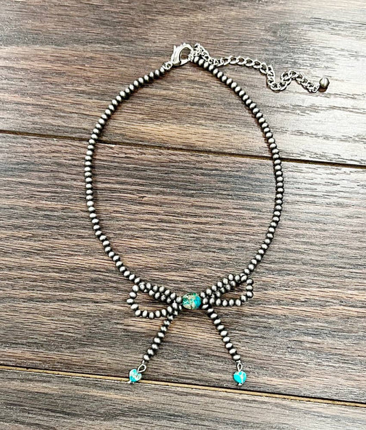 738339, Handmade 15" 4mm Navajo Bow Necklace