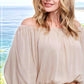 HAT7501 Breathable Fabric Off Shoulder Balloon Sleeve Top Women’s Shirts