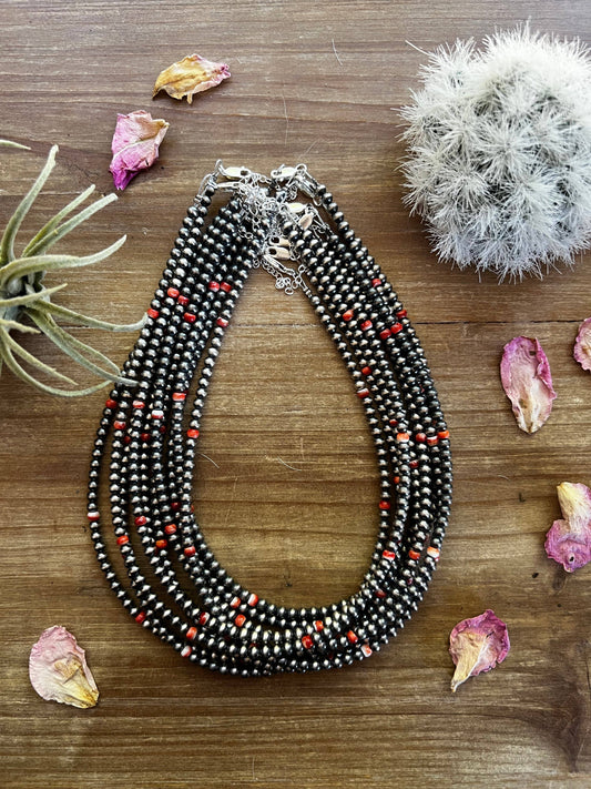 4 mm Sterling Silver Pearls choker with spiny 