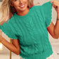 1586 Cable Knit Ruffle Sleeve Sweater