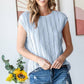 5948 Solid Textured Cap Sleeve Pullover Blouse 11D-T5948