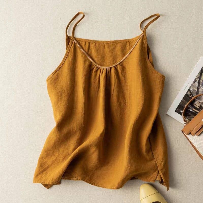 TO1185 Cotton Linen Camisole Tank Top