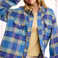 Outerwear Loose Fit Plaid Button Down Shacket with  Pockets JKT1797