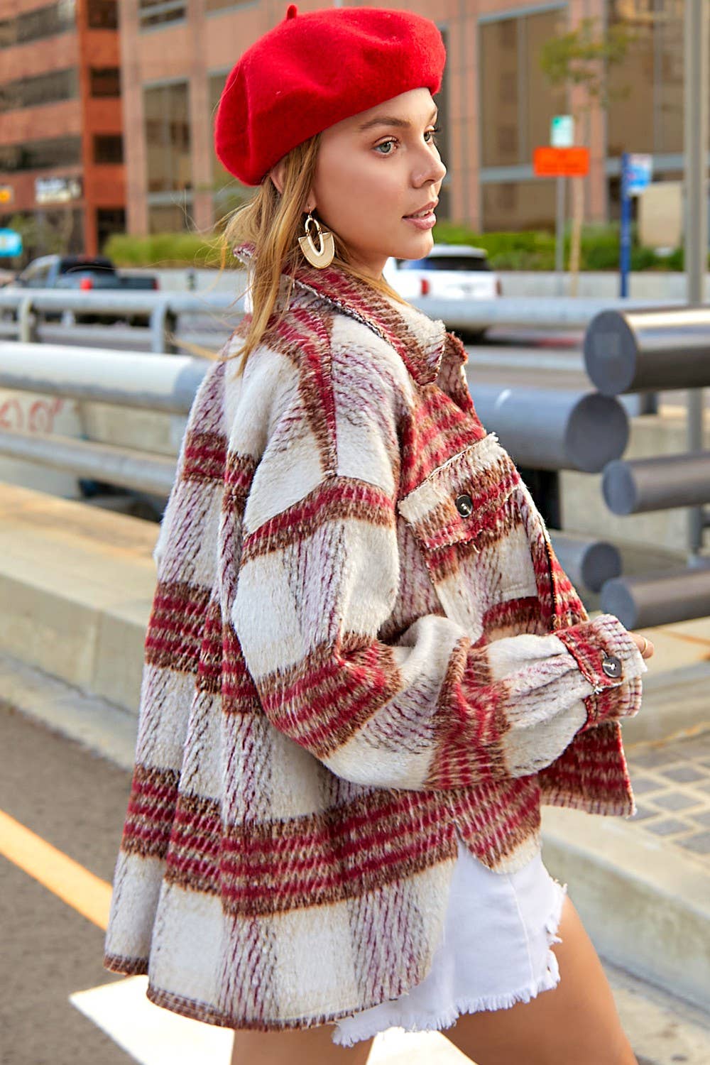 Outerwear Plaid Soft Brushed Button Down Jacket JKT1791