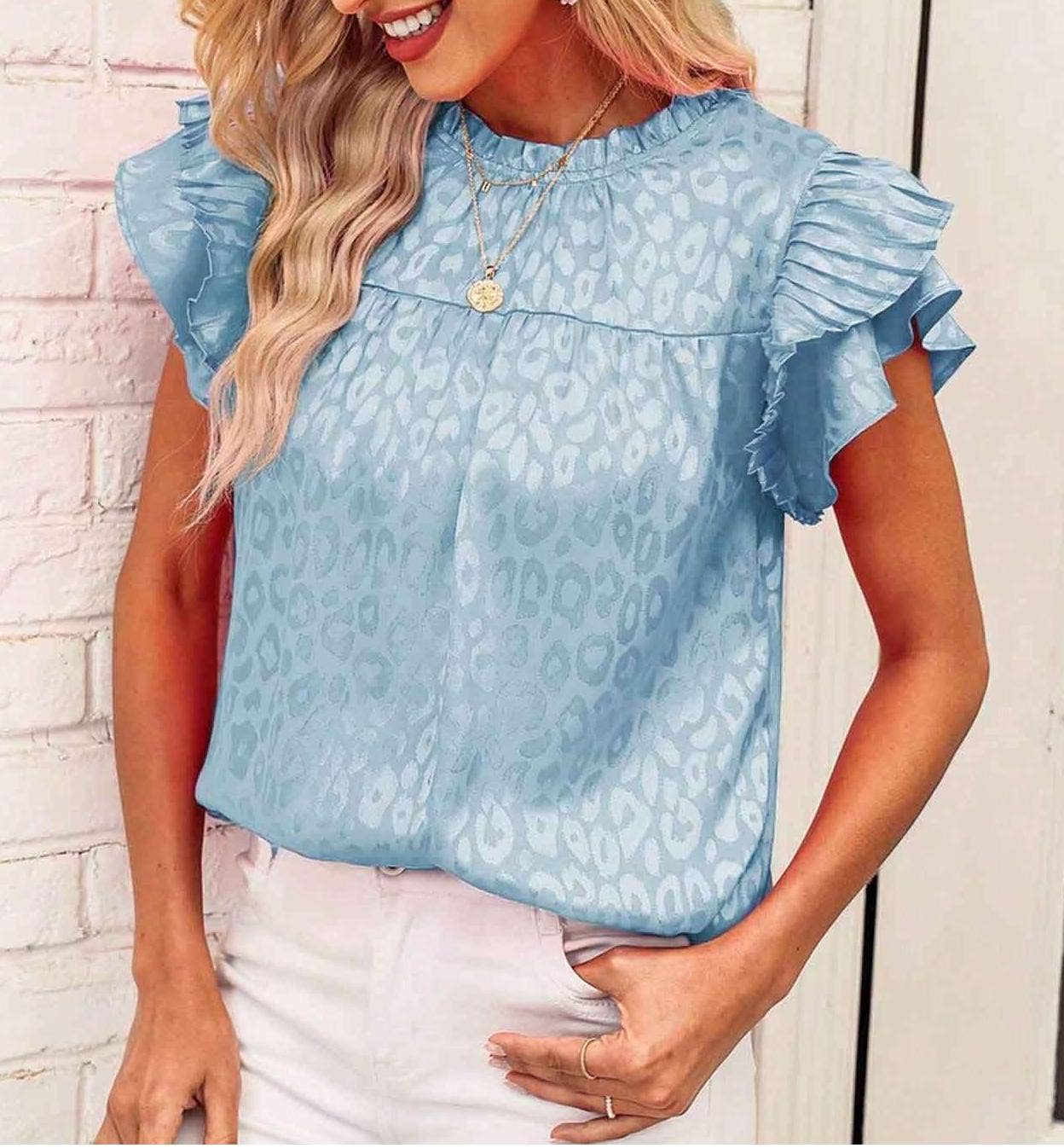 Shirts Women’s Polka Dot Ruffle Blouse RCWJ04176