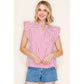 Shirts Women’s FRILLED SPLIT NECK STRIPED TOP 20952