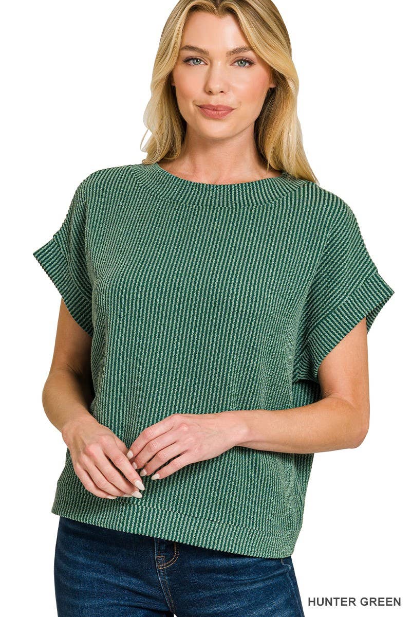 Raised Rib Cap Sleeve Top 8616Y