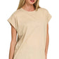 3381 Round Neck Folded Short Sleeve T-shirt CT3381Y