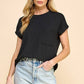 T1641 Solid Ribbed Top With Pockets L1E-T1641