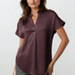 Drop Shoulder Blouse In Crinkle Satin