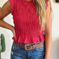 Shirts Women’s  Plaid Shirred Ruffle Trim Tank Top