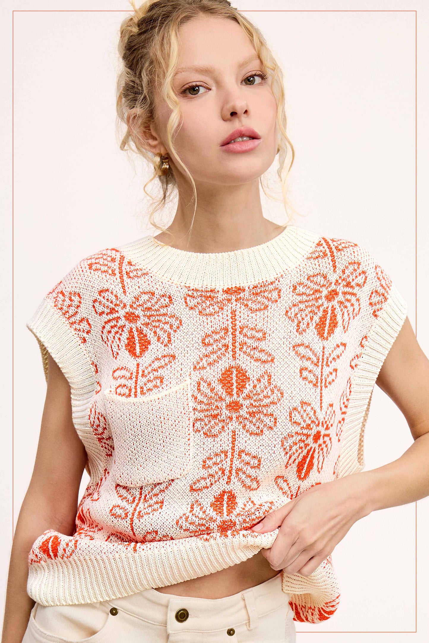 Outerwear Women’s Floral Sweater Vest MCS3587