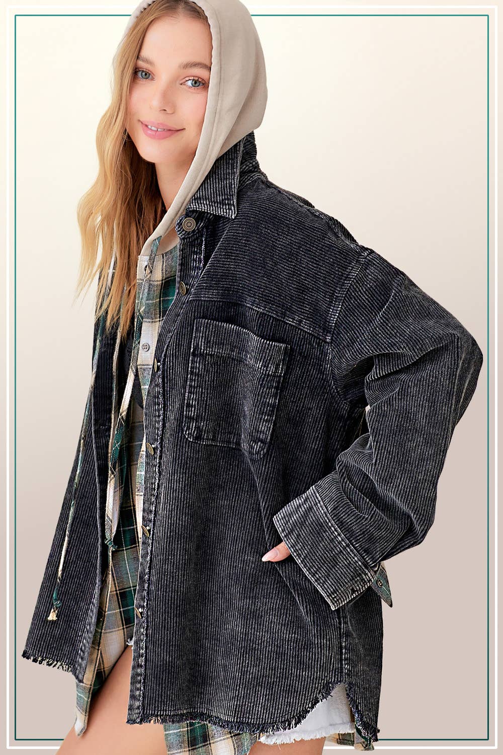 Outerwear Women’s Oversized Corduroy Button JKT1727