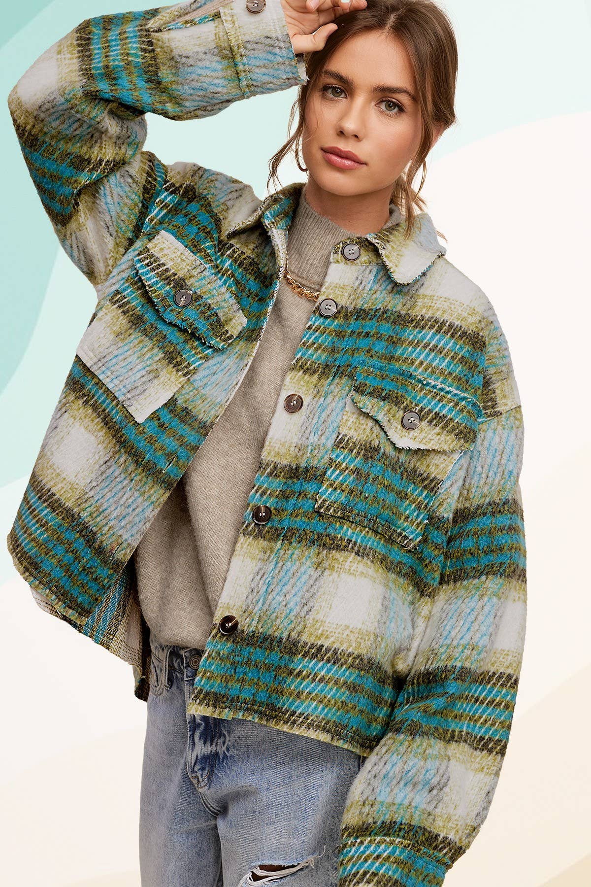 Outerwear Plaid Soft Brushed Button Down Jacket JKT1791