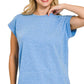 3381 Round Neck Folded Short Sleeve T-shirt CT3381Y