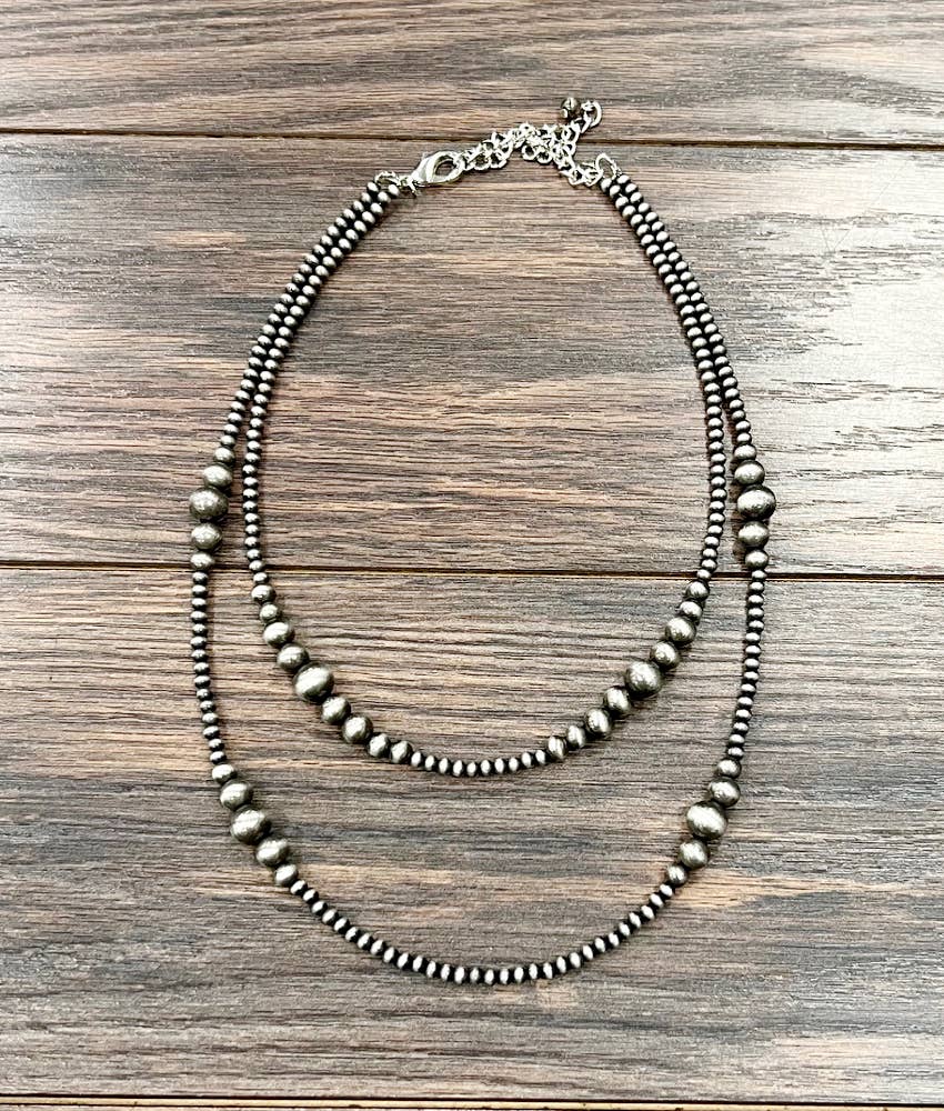 739541, Handmade 2-strand Navajo Bead Necklace