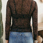 LDC Western Rodeo Printed Mock Neck Long Sleeve Mesh Top P-220