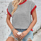 Knit Striped Batwing Sleeve Sweater SW1275