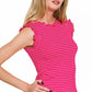 Shirts Girls / Women’s Ribbed Ruffle Trim Sleeveless Stripe Top 8529Y (similar style is Hct7692)