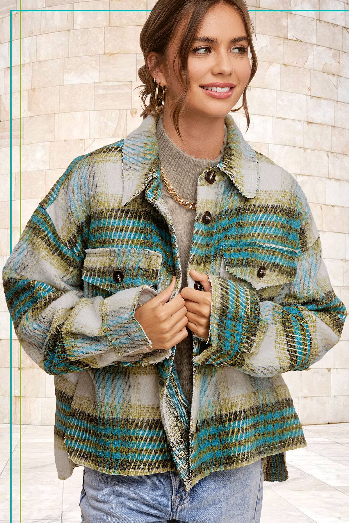 Outerwear Plaid Soft Brushed Button Down Jacket JKT1791