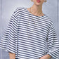 HDT7723-Striped Semi Crop Top women’s shirt with 3/4 Bell Sleeves