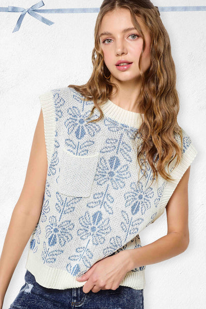 Outerwear Women’s Floral Sweater Vest MCS3587