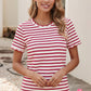 Shirts Women’s LDC Spring Scalloped Trim Round Neck Stripe T Shirt P219 P319