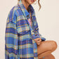 Outerwear Loose Fit Plaid Button Down Shacket with  Pockets JKT1797