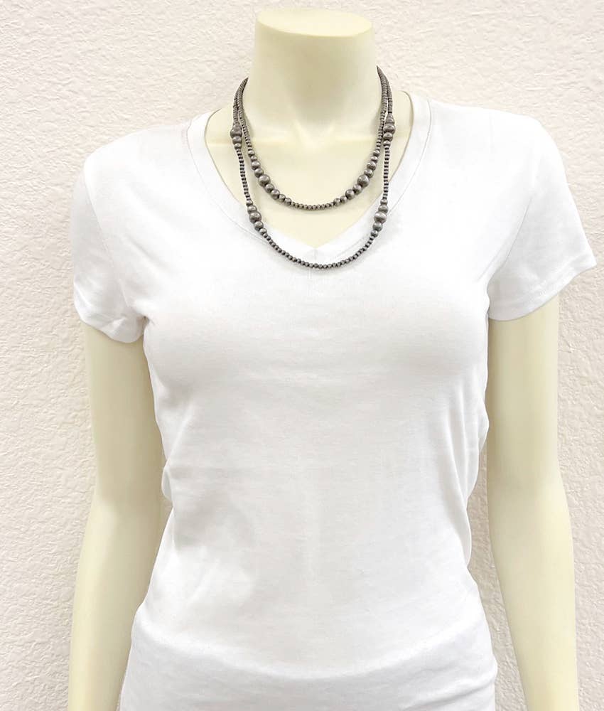 739541, Handmade 2-strand Navajo Bead Necklace