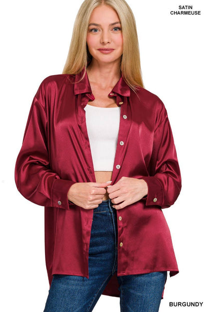 Satin Button Down Shirts 7271D4