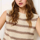 MCS3584-Classic Chunky Striped Sleeveless Sweater Top