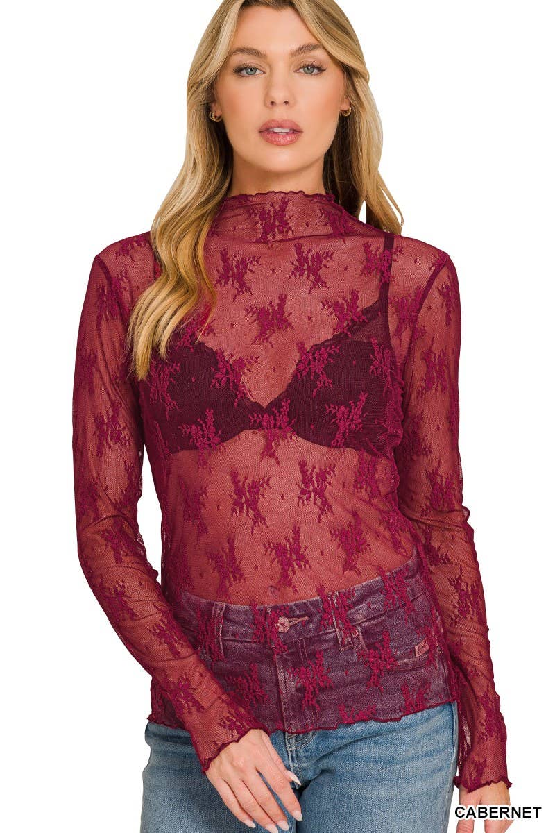 6343 Lace See-through Layering Top