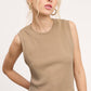 Shirts Women’s-Stretchy Basic Ribbed Sleeveless Crew Neck Tank Top HUT7340
