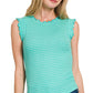 Shirts Girls / Women’s Ribbed Ruffle Trim Sleeveless Stripe Top 8529Y (similar style is Hct7692)