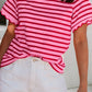 Shirts Women’s LDC Spring Scalloped Trim Round Neck Stripe T Shirt P219 P319