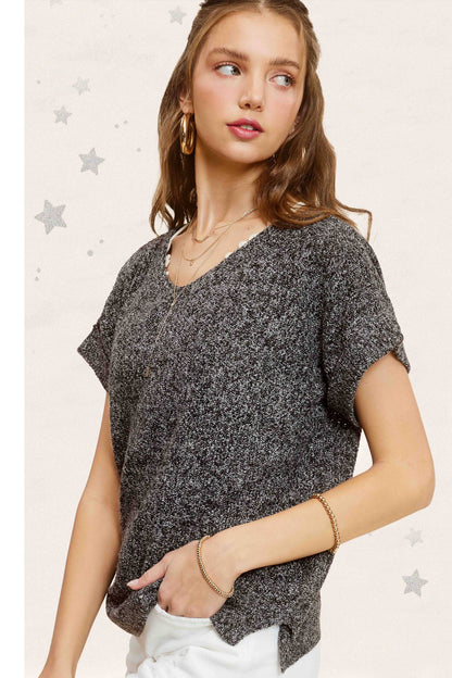 MCS3580-Soft Lightweight Loose Fit Textured Pullover Sweater