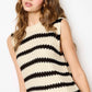 MCS3584-Classic Chunky Striped Sleeveless Sweater Top