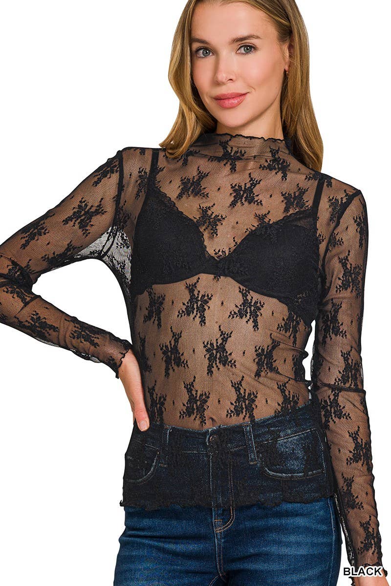 6343 Lace See-through Layering Top