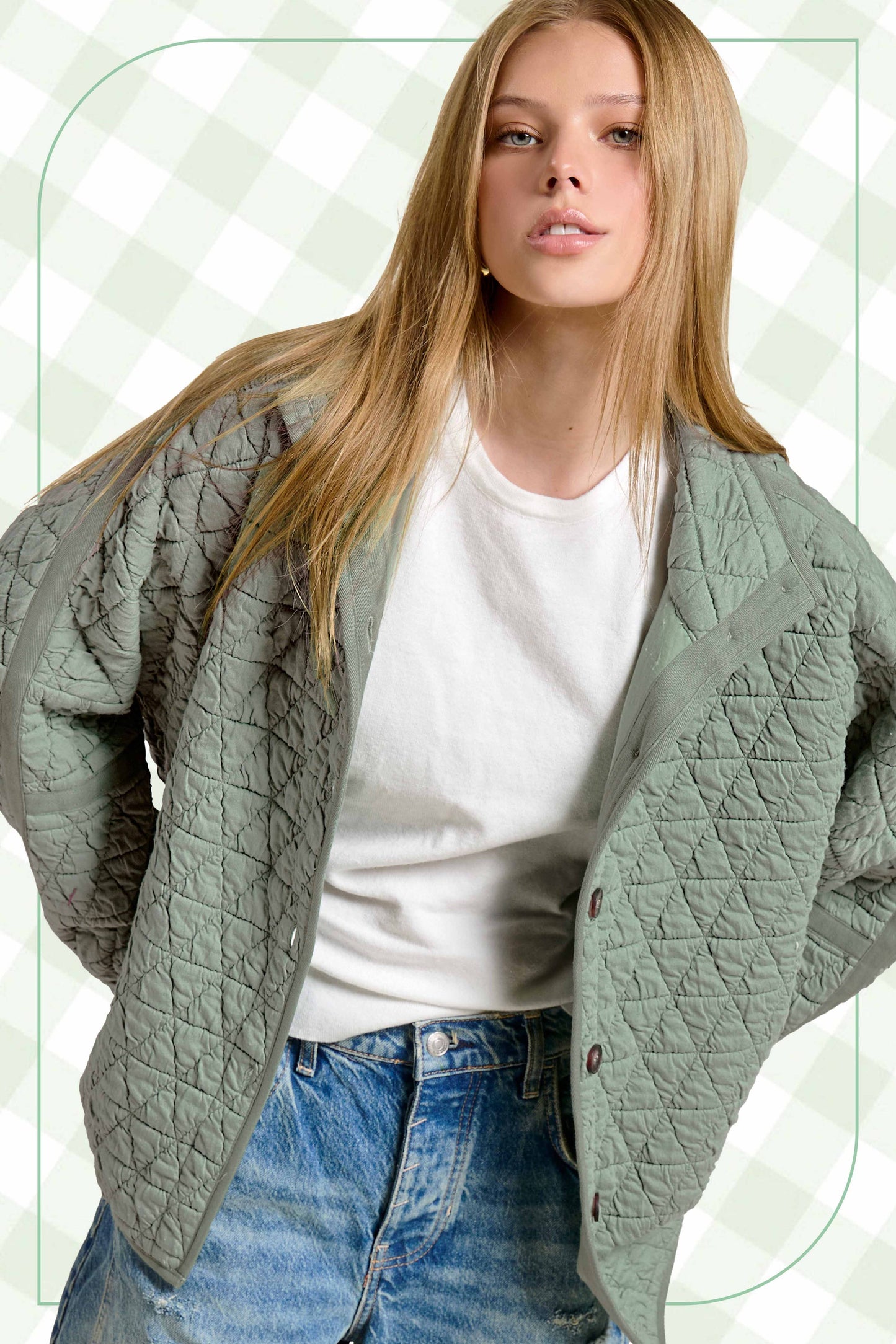 Outerwear Women’s Oversized Soft Quilted Button Down Jacket JKT1787