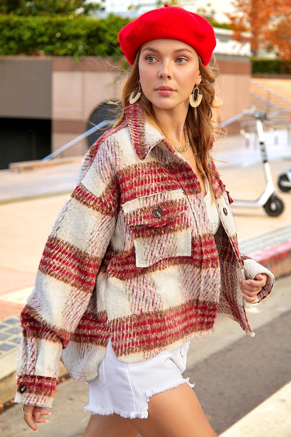 Outerwear Plaid Soft Brushed Button Down Jacket JKT1791
